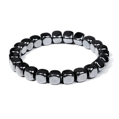 Men Hematite Bracelet Loss Weight No-Magnetic Black Hematite Bead Bracelet Healing Health Therapy Balance Pulsera Jewelry Gift