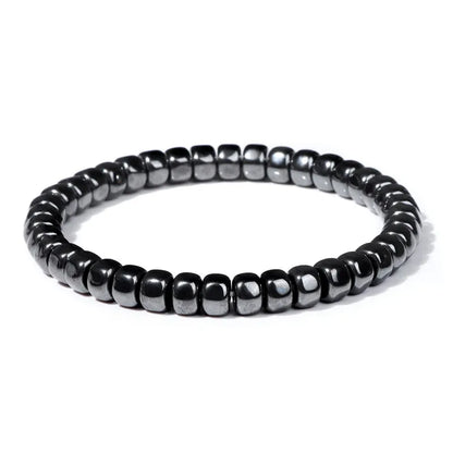 Men Hematite Bracelet Loss Weight No-Magnetic Black Hematite Bead Bracelet Healing Health Therapy Balance Pulsera Jewelry Gift