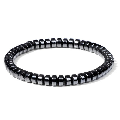 Men Hematite Bracelet Loss Weight No-Magnetic Black Hematite Bead Bracelet Healing Health Therapy Balance Pulsera Jewelry Gift