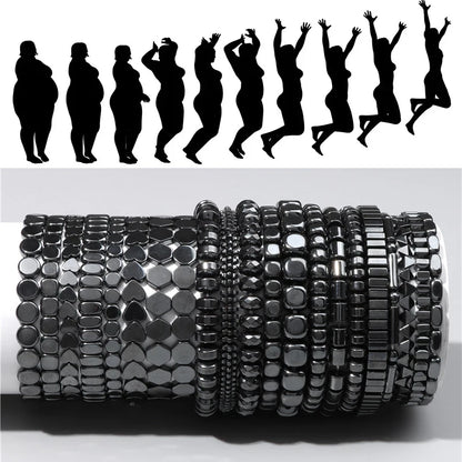 Men Hematite Bracelet Loss Weight No-Magnetic Black Hematite Bead Bracelet Healing Health Therapy Balance Pulsera Jewelry Gift