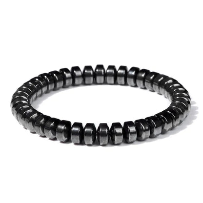 Men Hematite Bracelet Loss Weight No-Magnetic Black Hematite Bead Bracelet Healing Health Therapy Balance Pulsera Jewelry Gift
